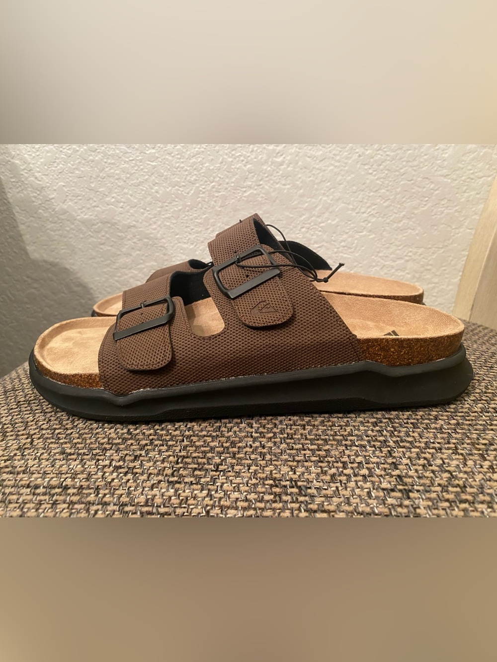 Quiksilver Men's Brown Dual-Strap Cork Footbed Sandal